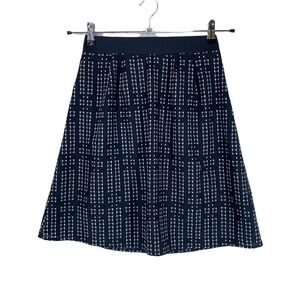 Esprit Skirt Womens US Sz 2 Navy Blue White Geometric Print Lined Casual
